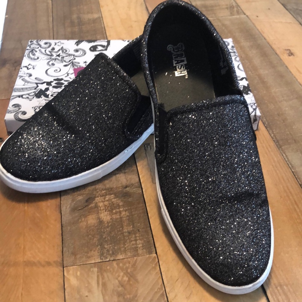 Black sparkly Brash flats sneakers